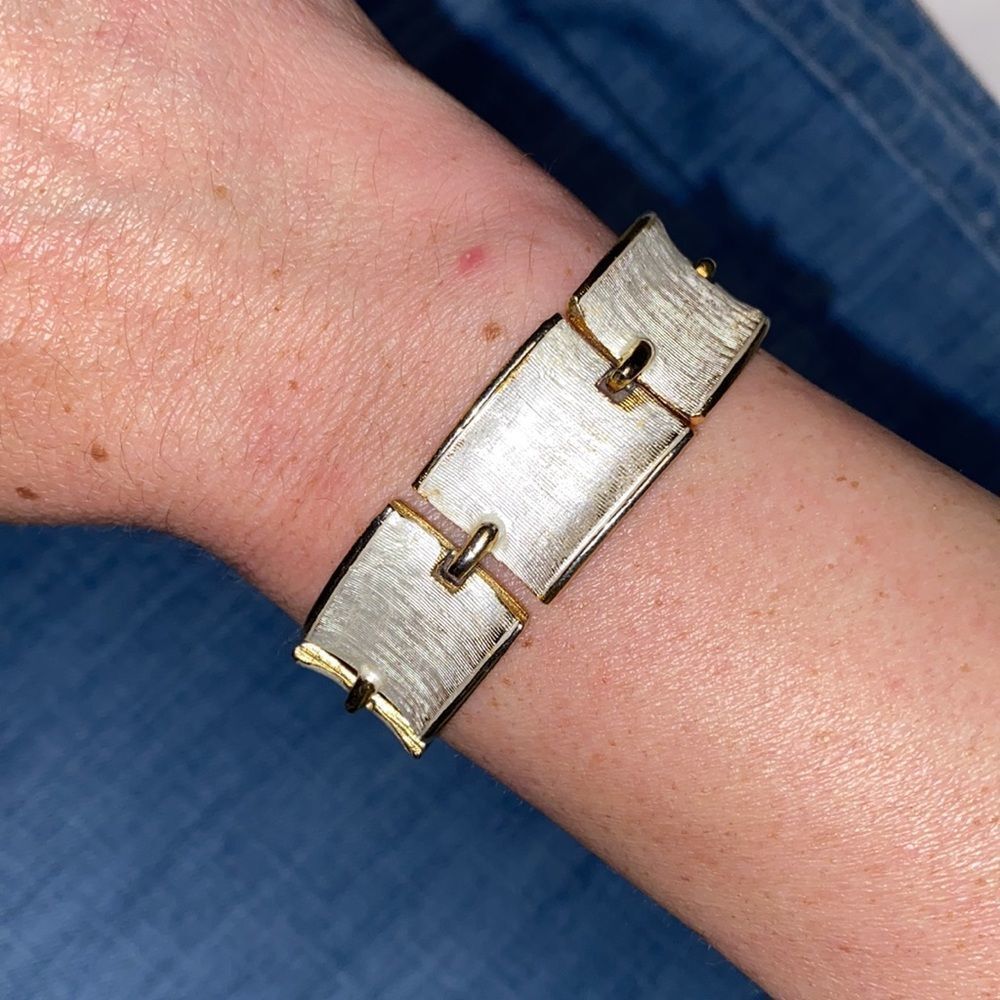 Gold Plated Flat Rectangular Link Bracelet